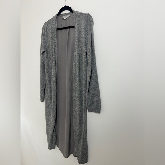 OC By Oleg Cassini Gray Angora Silk Blend Long Sleeve Longline Open Duster Sz S - Picture 4 of 9